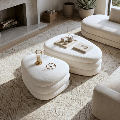 Repose-pieds moderne rembourré avec rangement Modern, blanc