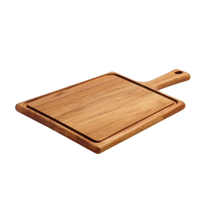 Teak Wood Rectangular Cutting Board with Handle and Groove