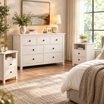 Farmhouse 7 Drawer Dresser And 2 Drawer Nightstand Set