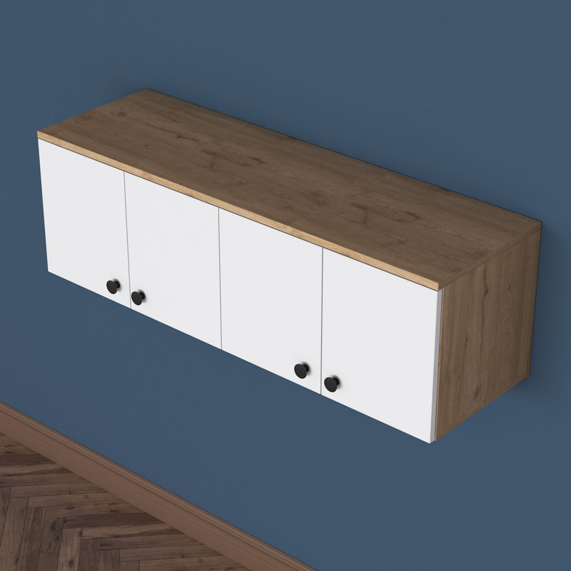 Armoire murale, Blanc/noyer