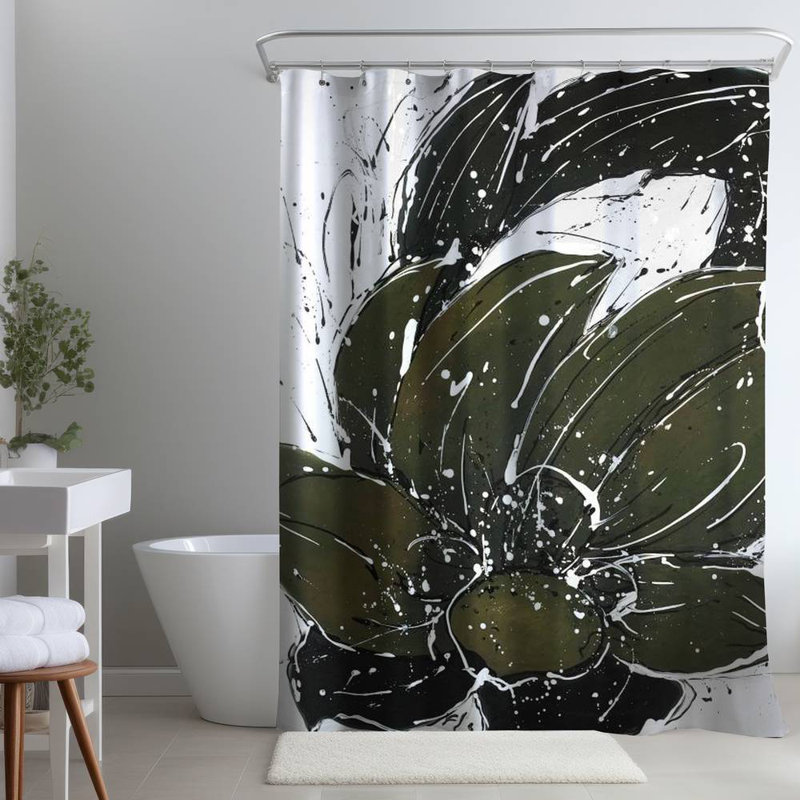 Floral – Polyester Shower Curtain, Dye Sublimation Print, 71" W × 74" L
