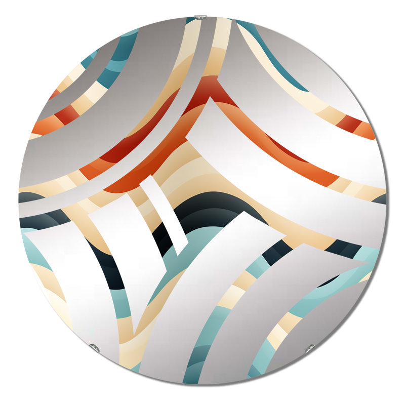 Miroir décoratif à chevrons beige et bleu, 23,6 po x 23,6 po