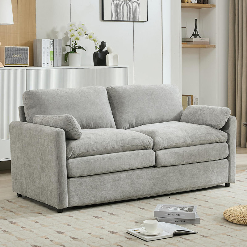 68,1 po Coussin rembourré Cozy surdimensionné Comfy Comfy Cloud Canapé Double, Gris clair