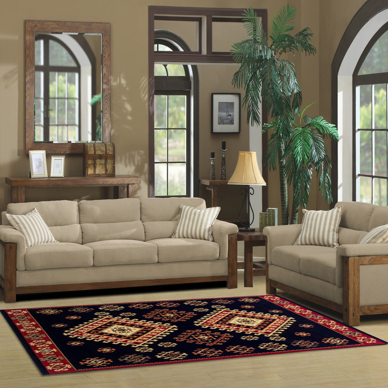 Padillo Geometric Area Rug, Rectangle 4' x 6', Black