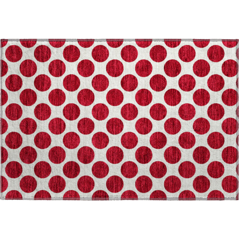 Premium Machine Washable Prisco Red Rug, Rectangle 1'8" x 2'6"