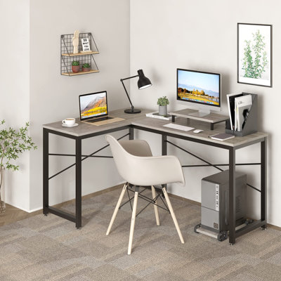L-Shaped Metal Base Writing Desk