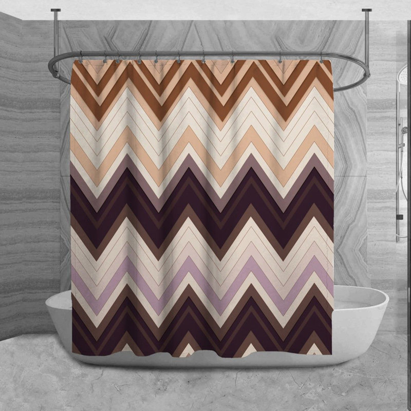 Décoration de salle de bain à motif de chevrons brun, H 73 po x l 70 po