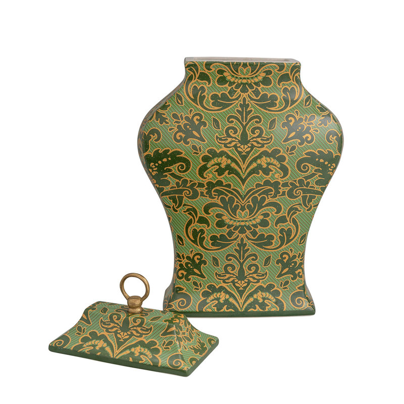 Richmond Damask Jar, Green;Gold
