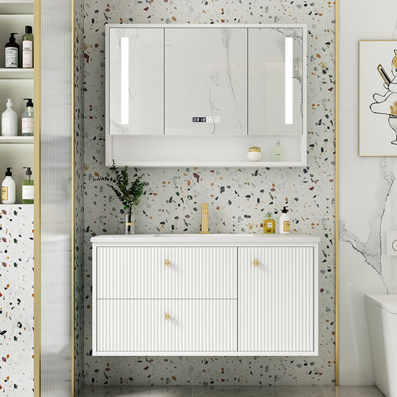 Modern simple bathroom cabinet, White