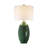 26.5in. 3-way Green Ceramic Table Lamp With White Drum Shade