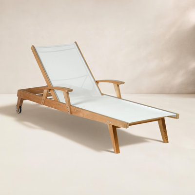 Barbados 29'' Outdoor Teak Chaise Lounge with Table