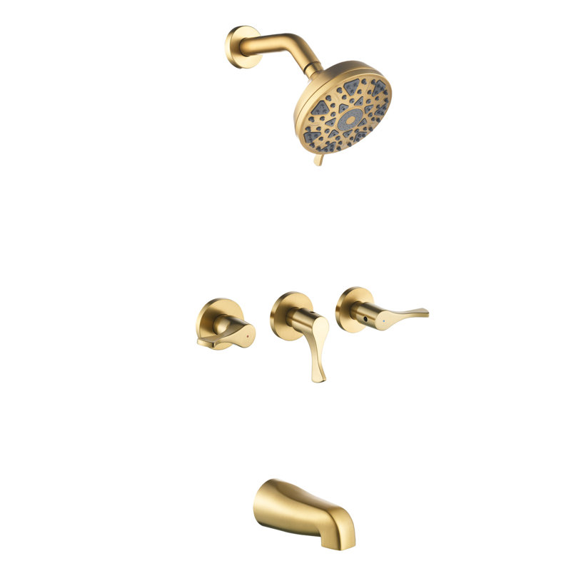 Ensemble de robinet de douche à 3 poignées avec robinet de baignoire et robinets de douche et ensemble de garniture de douche