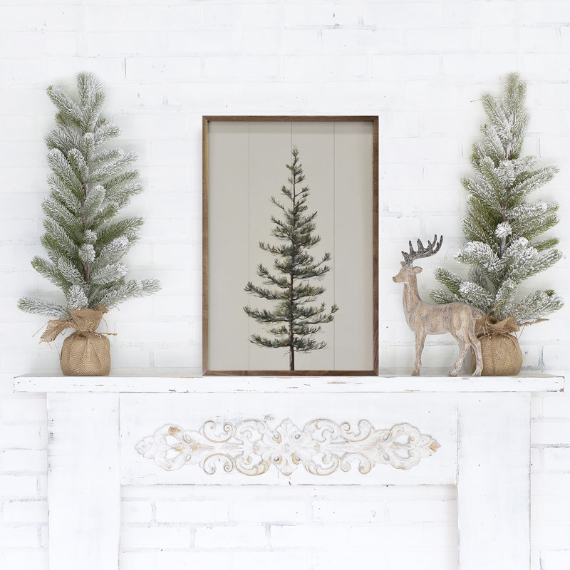Single Pine Tree White, 16" H x 10" W x 1" D