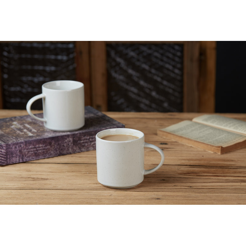 Ensemble de 4 tasses à café en grès 14 oz Lior, Blanc