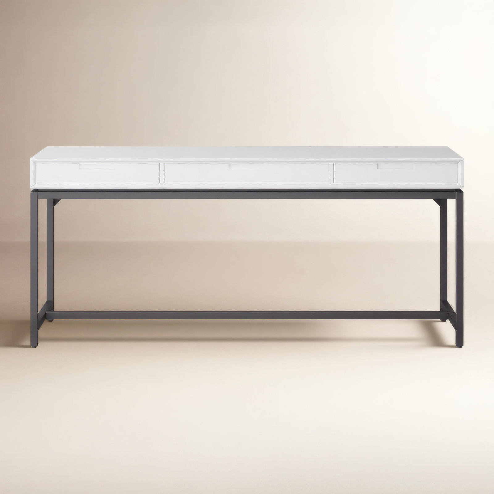 Lars Mid Century Desk, 31.50" H x 72" W x 24" D, White/Black