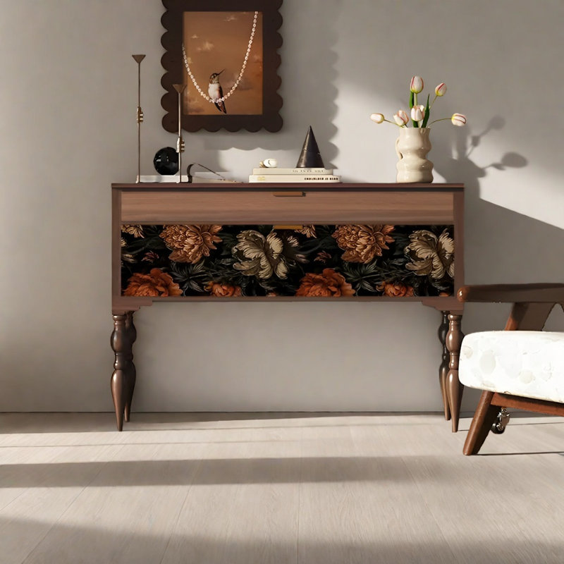 Console rétro avec tiroirs Creative, Brun