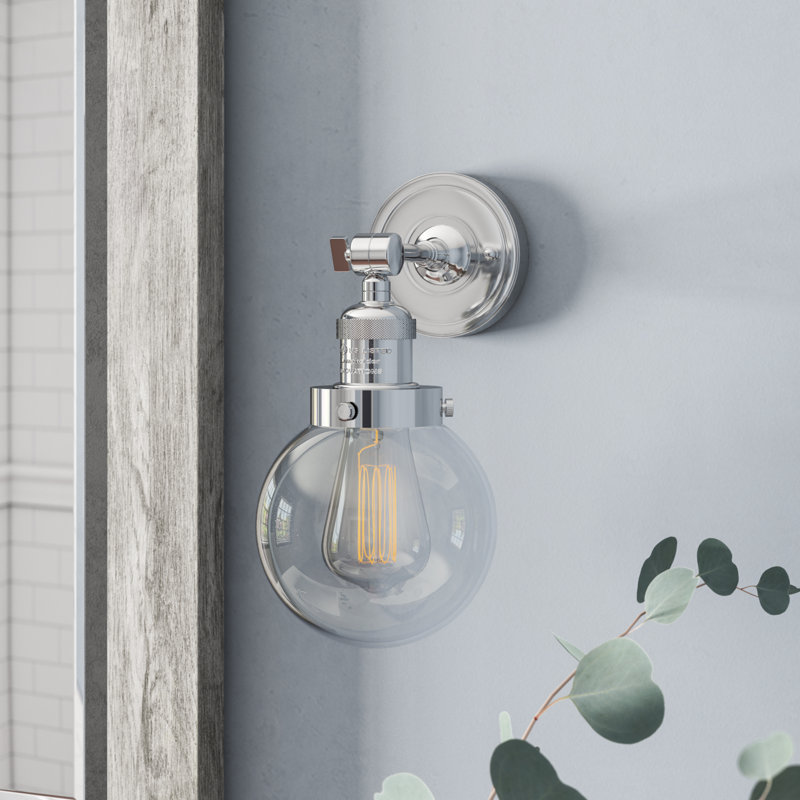 Clementina Dimmable Bath Sconce, 60 Watt Vintage Incandescent Bulb, Clear, Polished Chrome