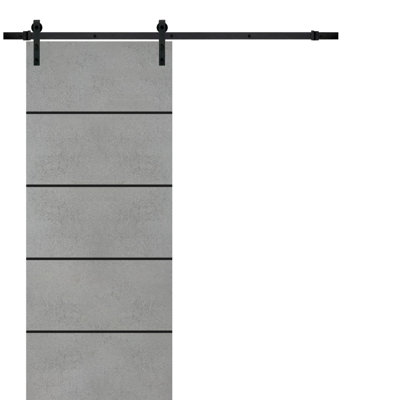 Solid + Manufactured Wood Paneled without Installation Hardware Kit Barn Door