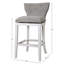 Tabouret de bar pivotant rembourré avec dossier, blanc avec revêtement gris