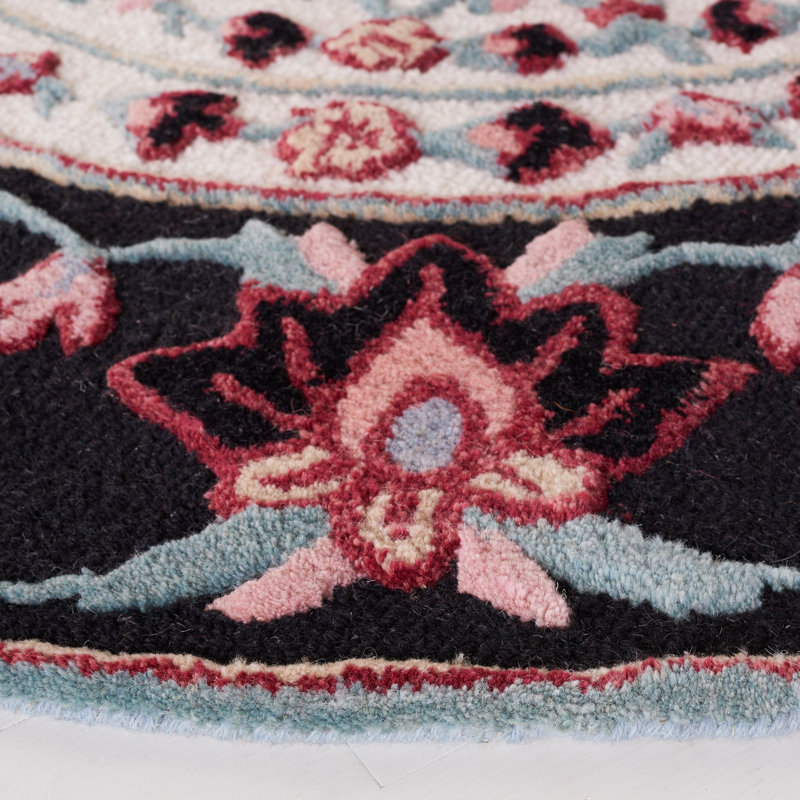 Dajsha Hand Tufted Wool Floral Rug, Round 5'