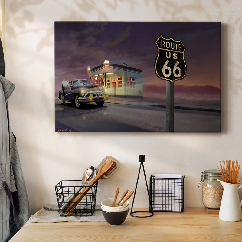 Route 66 - Toile tendue avec châssis, H 12 po x l 18 po