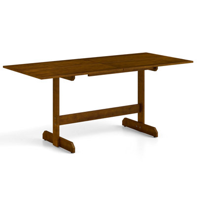 71'' Farmhouse Dining Table w/ Rubber Wood Legs Wood Grain Texture Tabletop