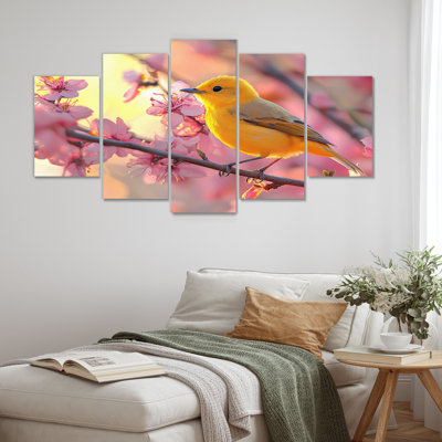 Songbird In Melody Spring Tree I - Art mural oiseau - ensemble d'art mural moderne