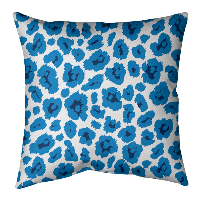 Housse de coussin carrée, Croisé en coton, 20 po X 20 po, Blanc / bleu / noir