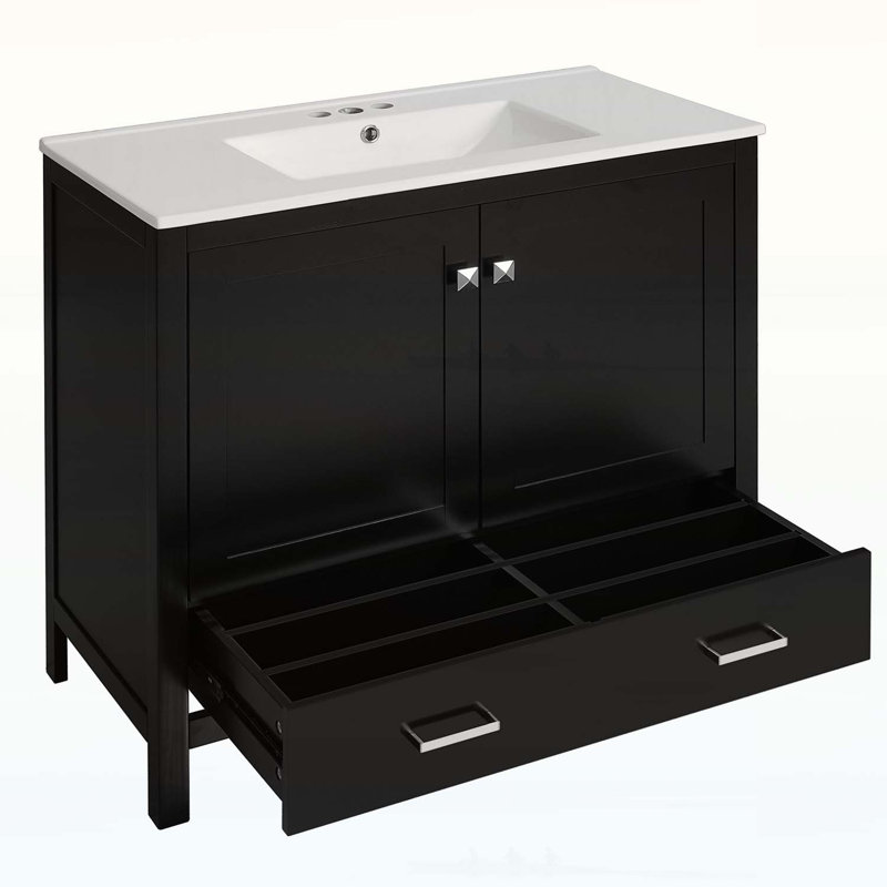 Meuble-lavabo exquis avec rangement exceptionnel et lavabo gracieux pour une utilisation optimale de l'espace, Noir