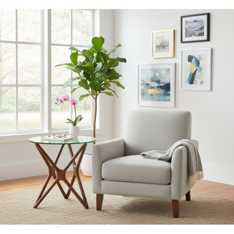 Brackley Glass Top End Table – Modern Accent Side Table with Metal Frame, Living Room, Bedroom, or Office