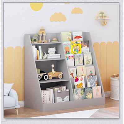 Organisateur de rangement pour enfants et bibliothèque pour enfants, étagère en bois multifonctionnelle à 4 niveaux avec présentoir pour enfants, enfants et tout-petits