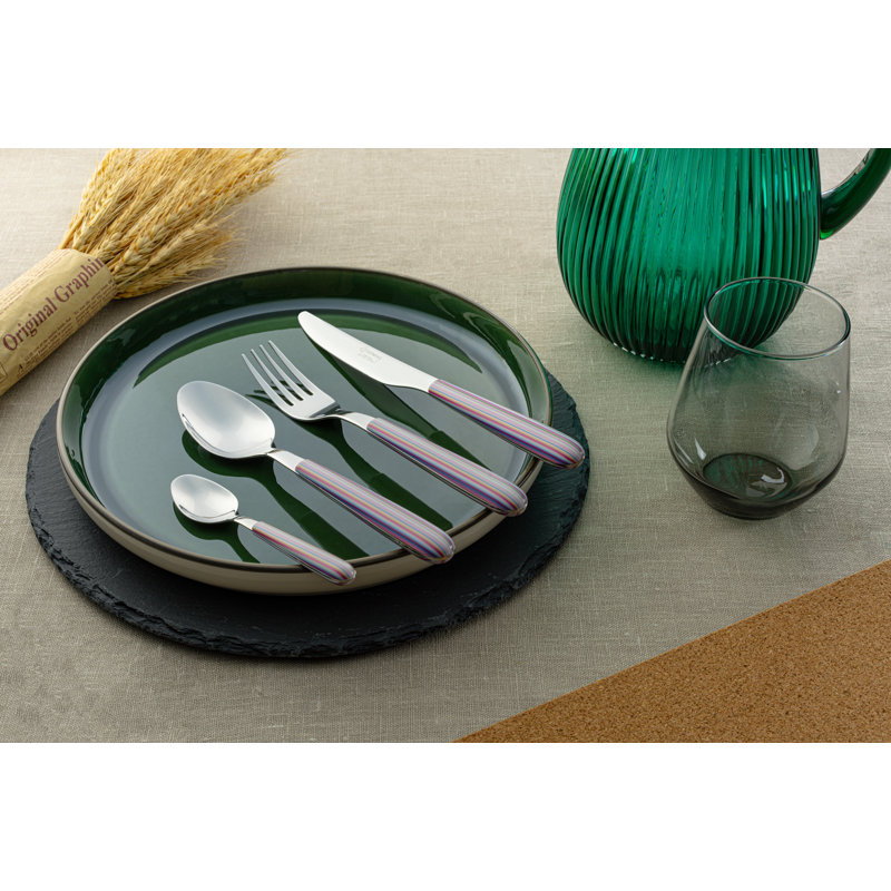 Grunwerg Cutlery Greenworks, 24 Piece Cutlery Set , Service for 6, Pastel Stripe