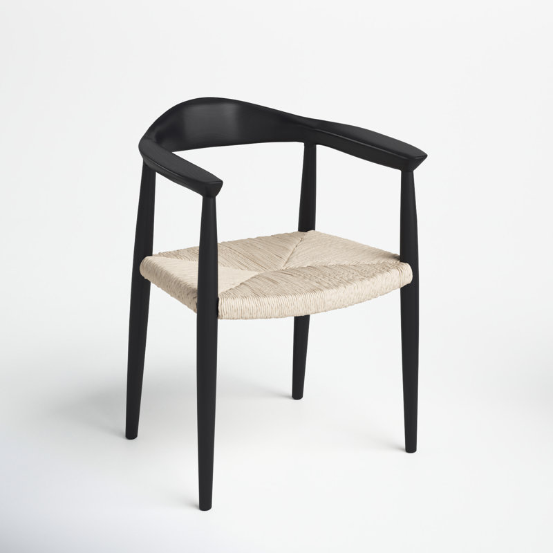 Arlo 17.32'' H Leather Upholstered Armchair, Black