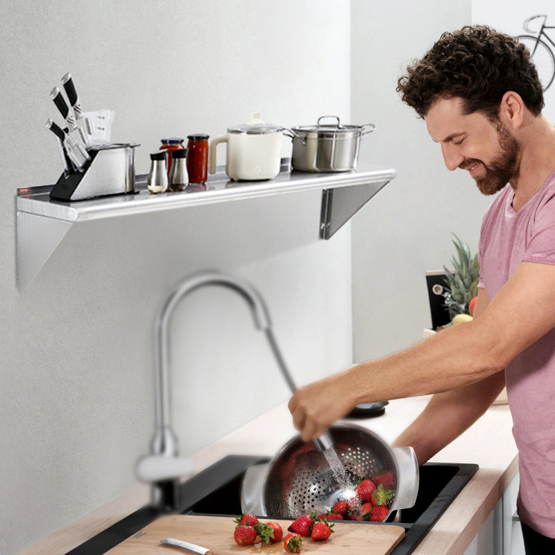 Metal Floating Shelf, 12" H x 48" W x 2.4" D