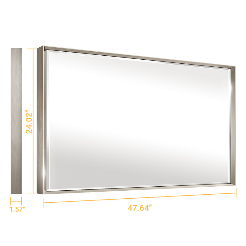 Miroir de salle de bain mural Lohoski, 24 po x 48 po, Nickel brossé
