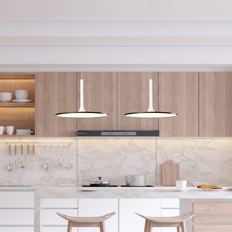 Ediline 1 - Light LED Geometric Pendant, Brushed Black/Matte Black, 13.1" H x 23.9" W x 23.9" D