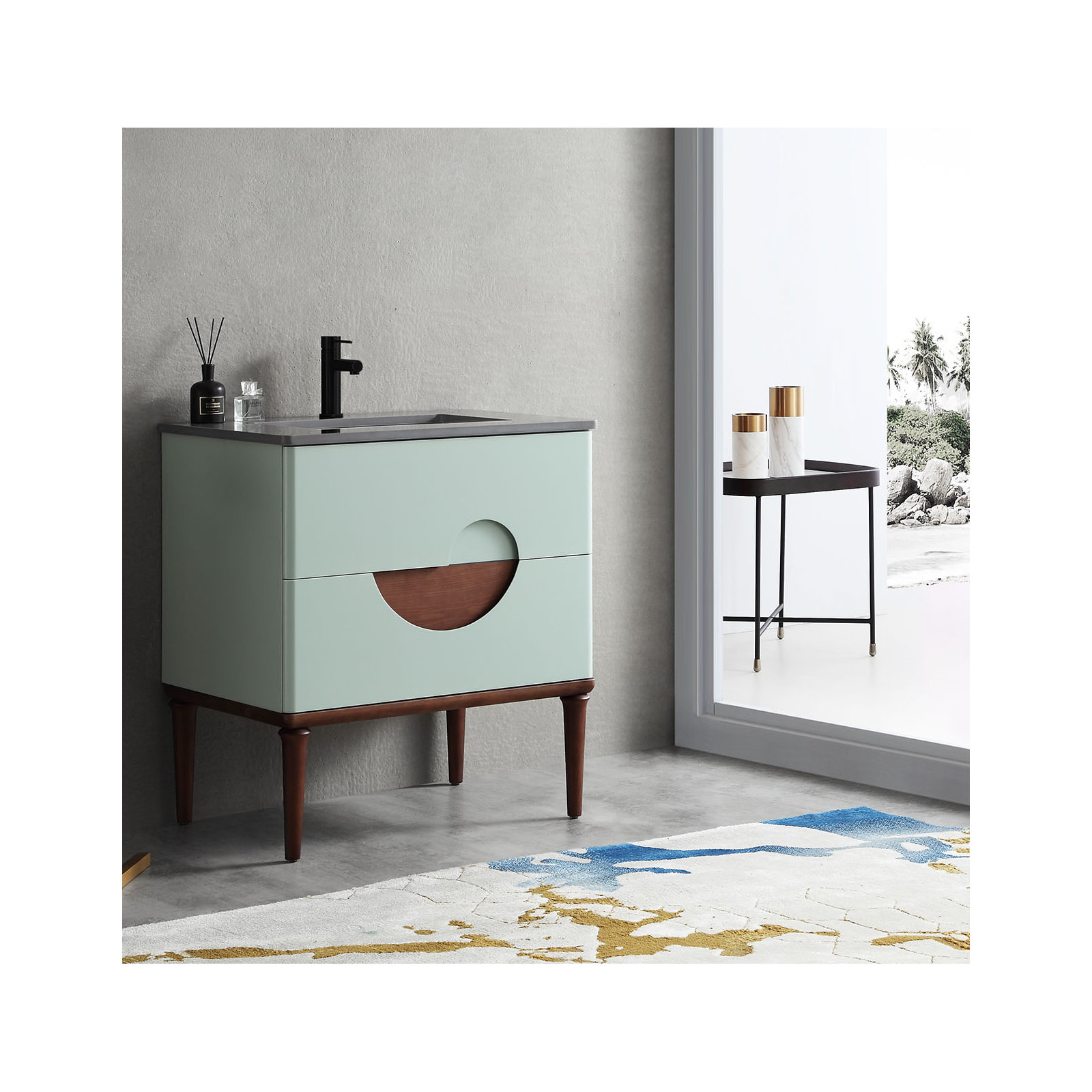 Kimber Single Bathroom Vanity Set, Aloe Green