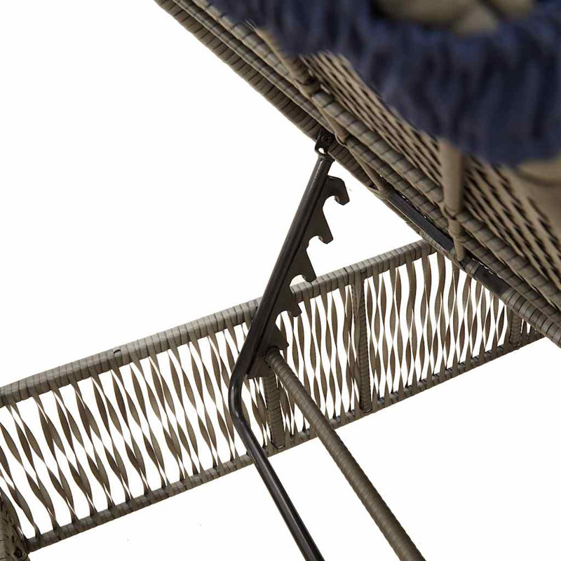  Grand dossier multi-positions en rotin PE gris, Marine, Gris