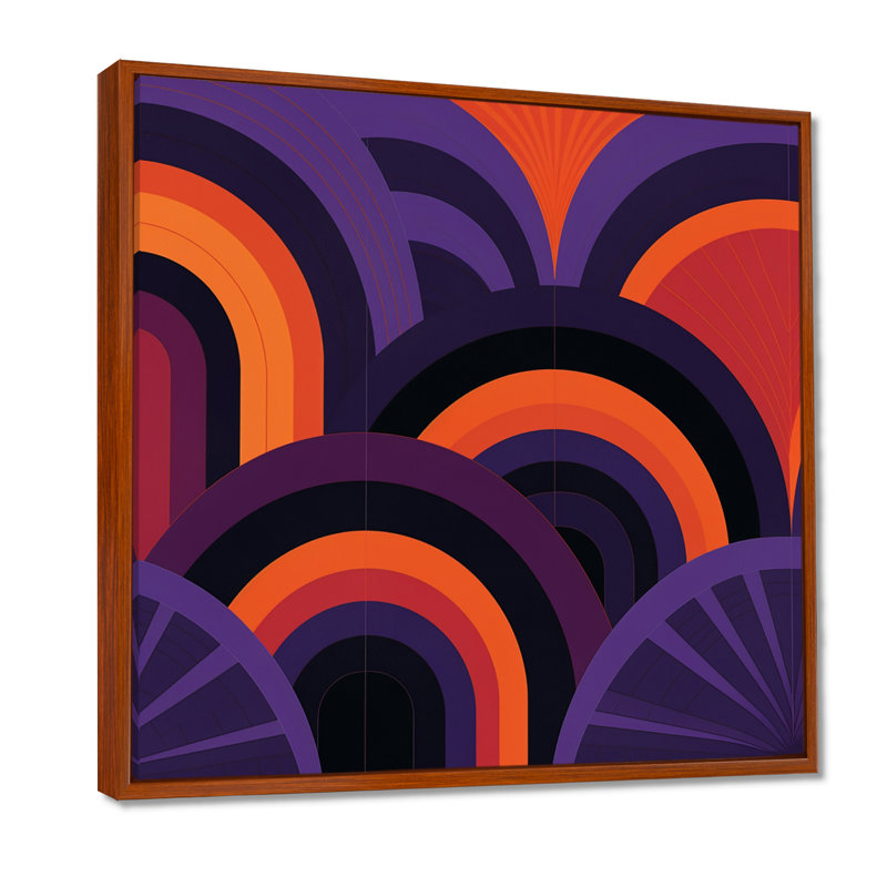 Vagues abstraites rétro - art mural abstrait, H 30 po x l 30 po x P 1 po, Toile avec cadre flottant brun