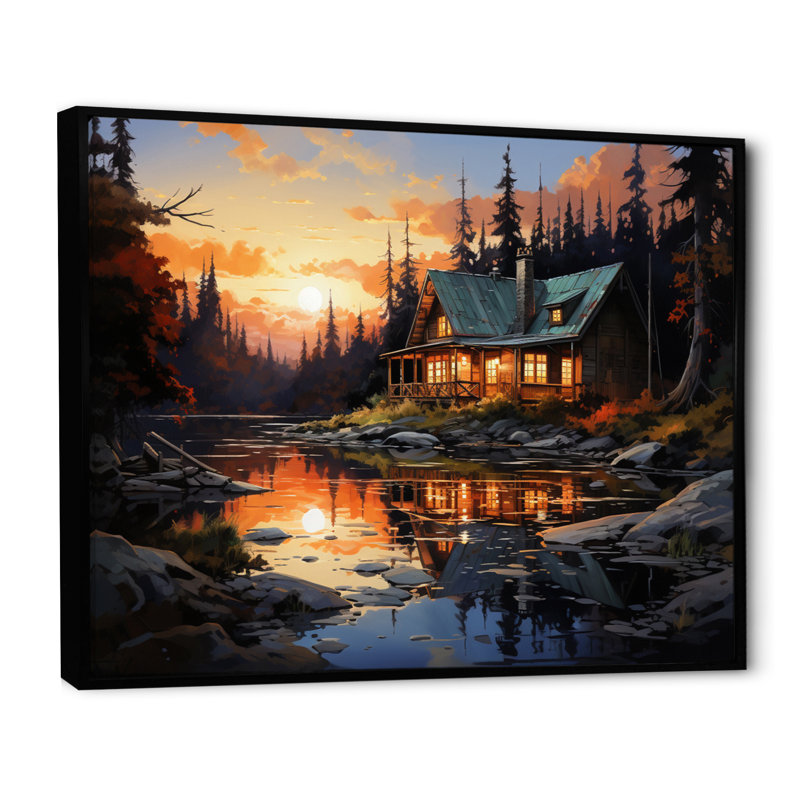 Canada Lakehouse Retreat IV - Imprimé, H 30 po x l 40 po x P 1,5 po, Cadre flottant noir