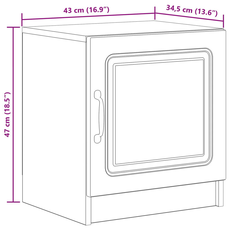 43cm W Manufactured Wood Bedside Table, White