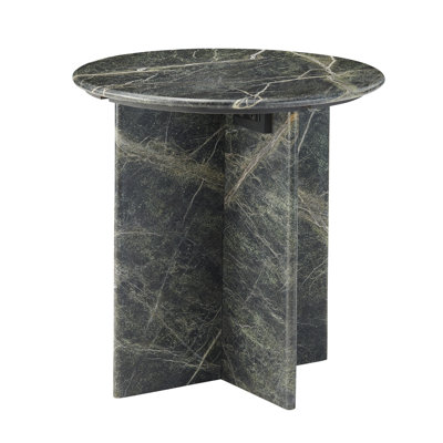 22" Dark Green Marble Accent End Table
