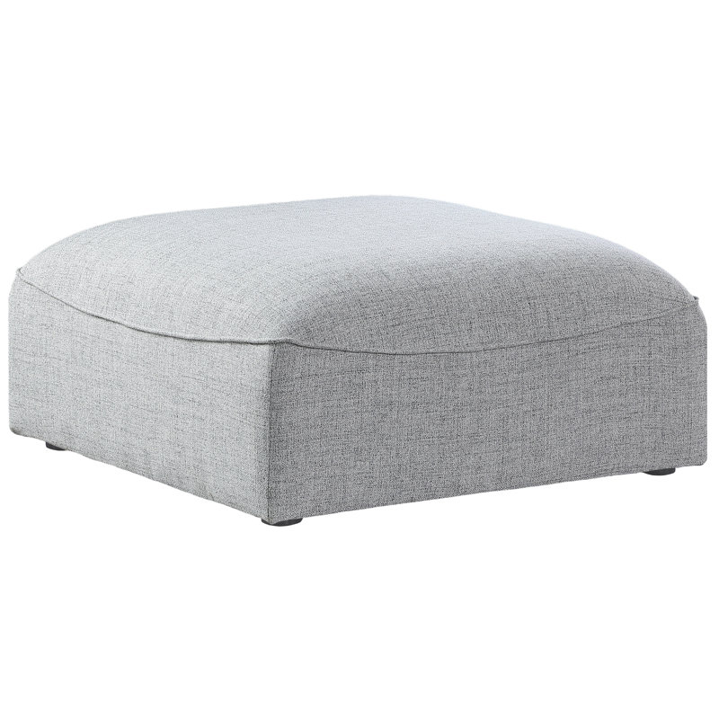 Repose-pieds carré large de 35 po Arens, Tissu gris texturé en lin