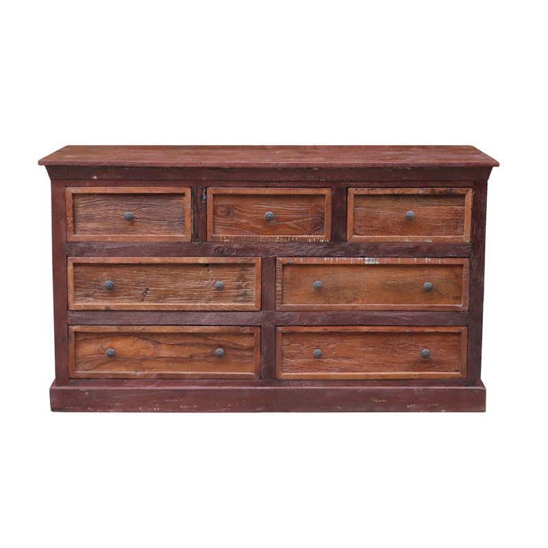 Bibbins Solid Wood 64 " W 7 - Drawer Dresser, Brown