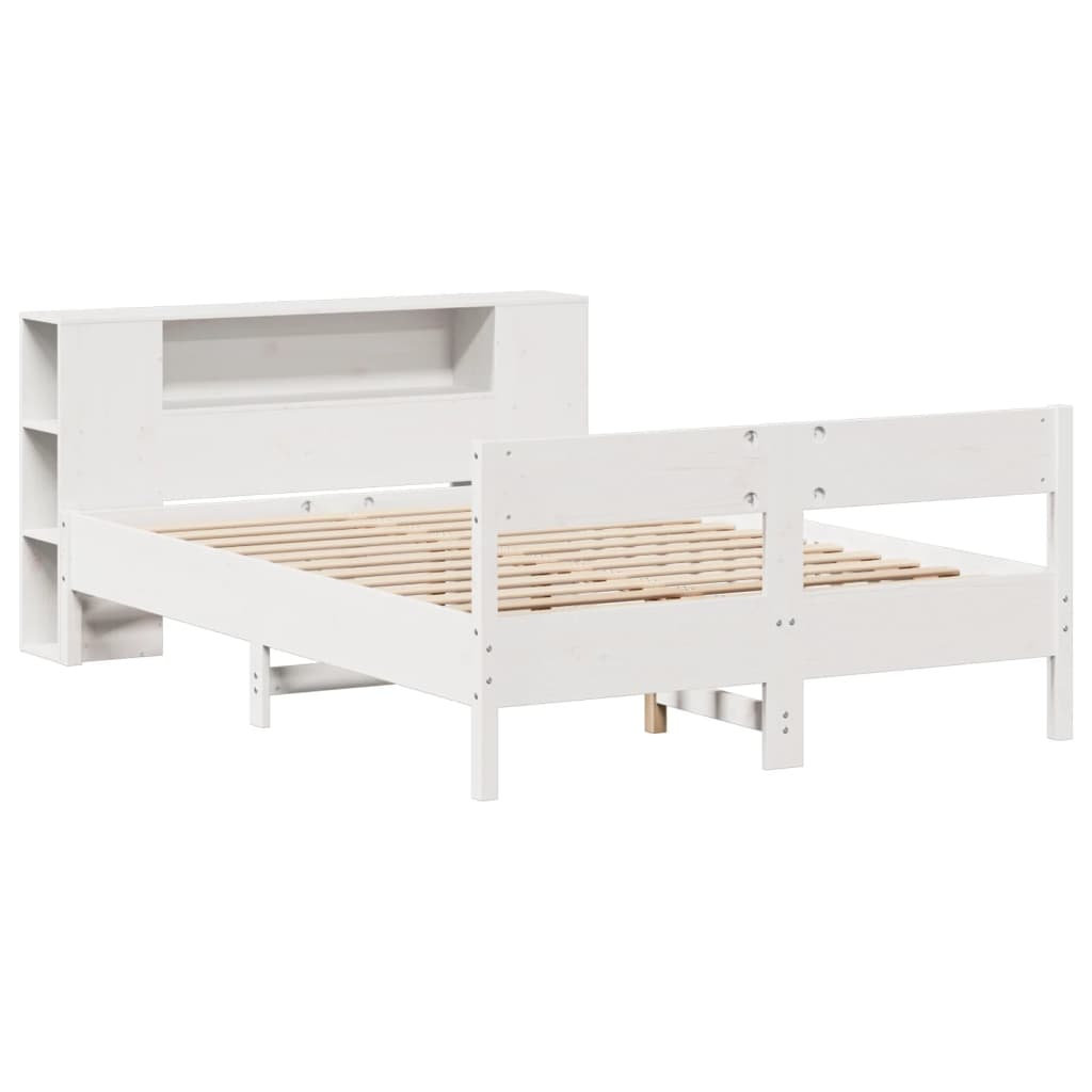 Vidaxl Bookcase Bed Without Mattress Bed Base White King Size Solid Wood Pine - Image 3