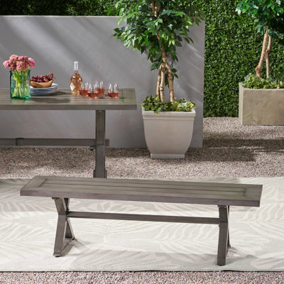 Banc moderne gris foncé pour les espaces extérieurs - aluminium, structure en aluminium robuste et élégante