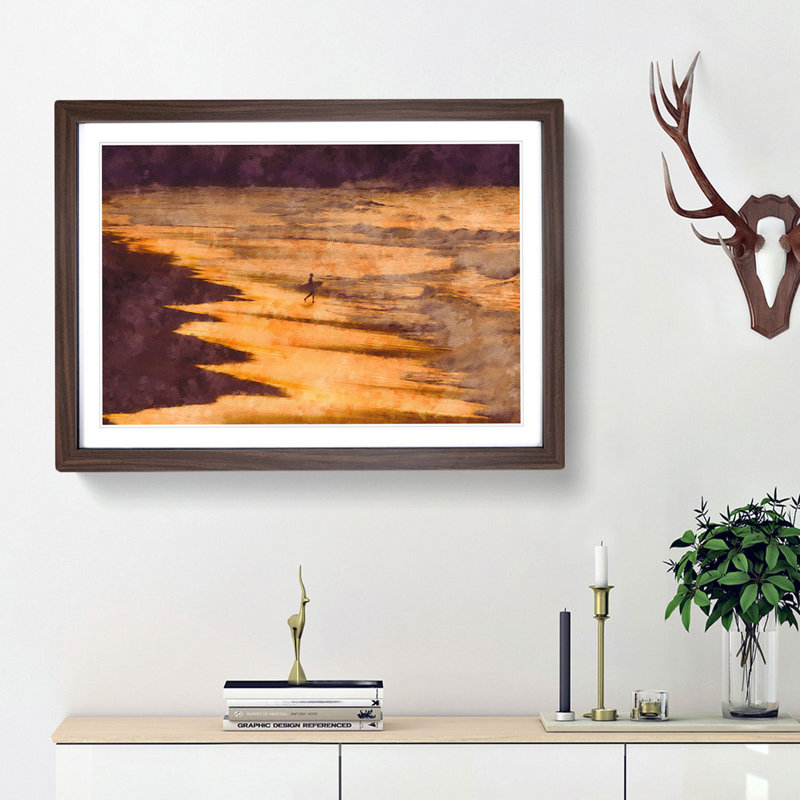 Heading into the Surf - Picture Frame Painting Print, Walnut Framed, 62cm H x 87cm W x 2cm D