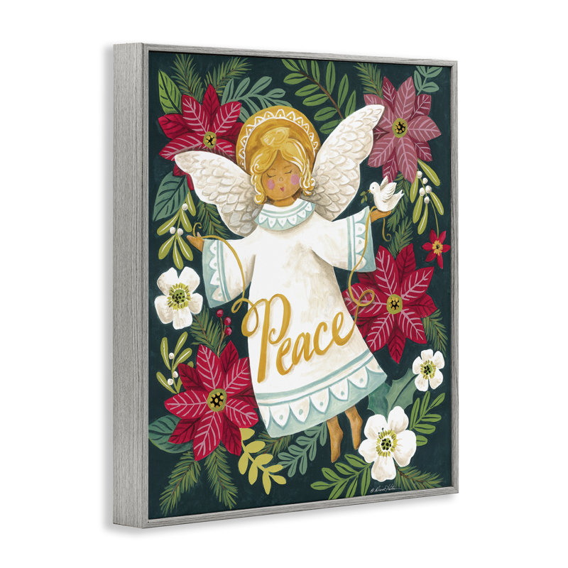 Ange avec paix et botanique, estampe numérique, design par Diane Kater, H 20 po x l 16 po, Estampe numérique Farmhouse