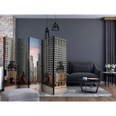 Ausable 225cm W x 172cm H 5 - Panel Solid Wood Folding Room Divider