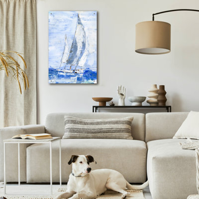 «Blue Sails 2» par Ethan Harper, art mural en verre acrylique